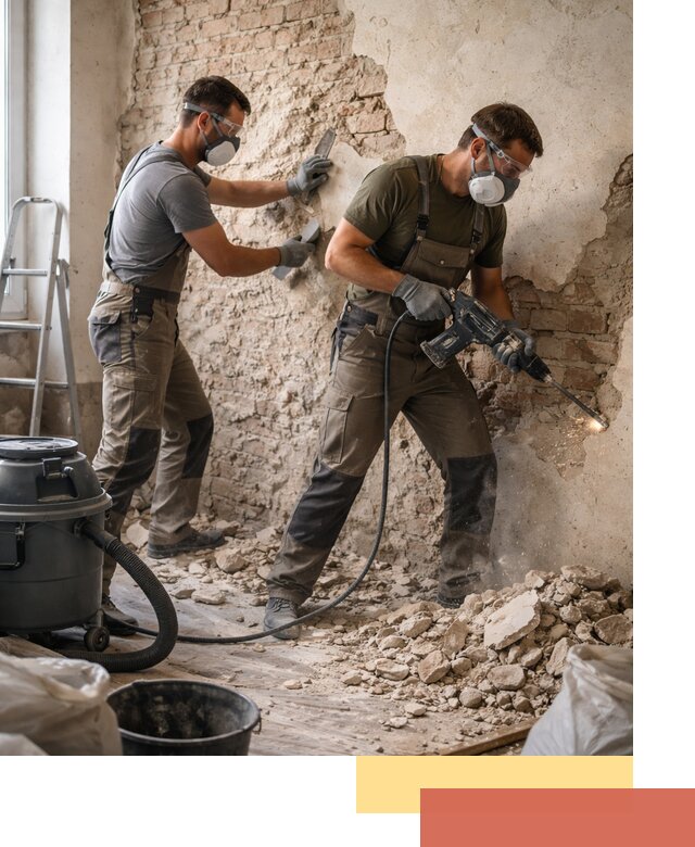 Демонтаж штукатурки со стен в Бугульме быстро и аккуратно