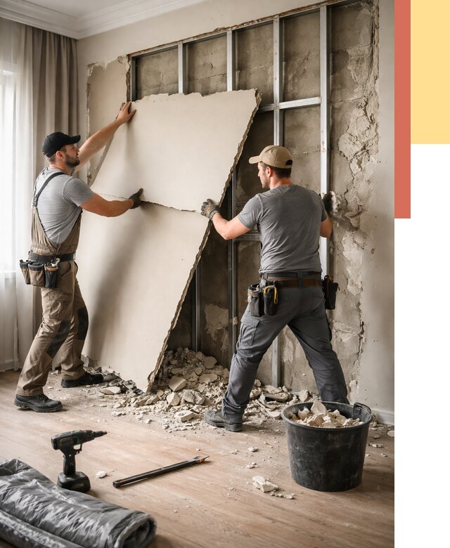 Демонтаж гипсокартона со стен в Бугульме от 354 руб. — услуги демонтажа | ОТДЕЛОЧНИК-Бгл