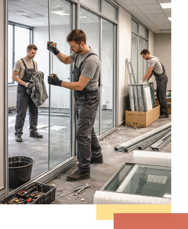 Демонтаж стеклянных перегородок в Бугульме быстро и безопасно