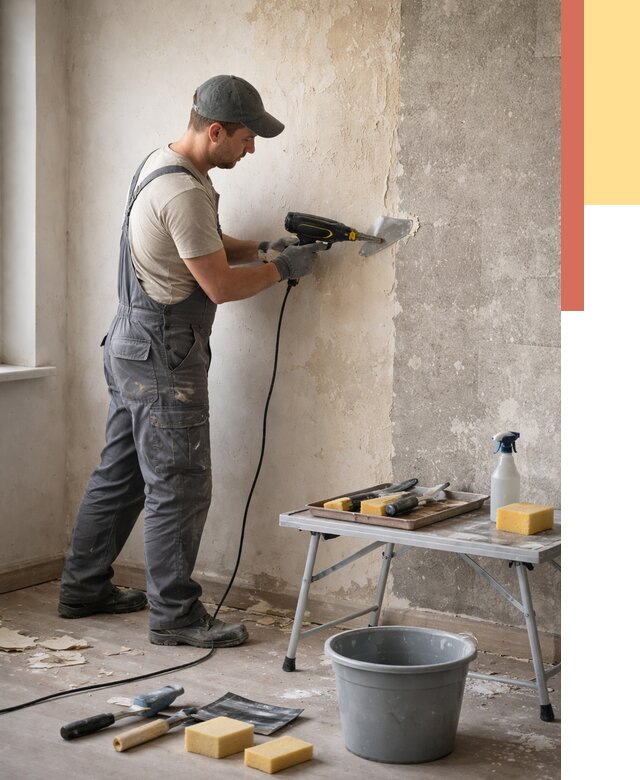 Очистка стен от клея в Бугульме от 1870 руб. — снятие и удаление клея со стен | ОТДЕЛОЧНИК-Бгл