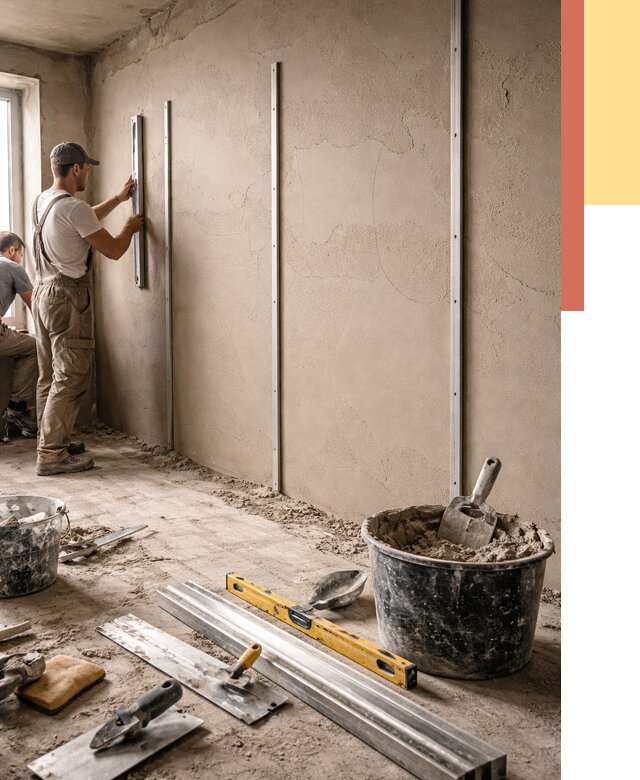 Штукатурка стен по маякам в Бугульме от 5559 руб./м² — выравнивание под ключ | ОТДЕЛОЧНИК-Бгл