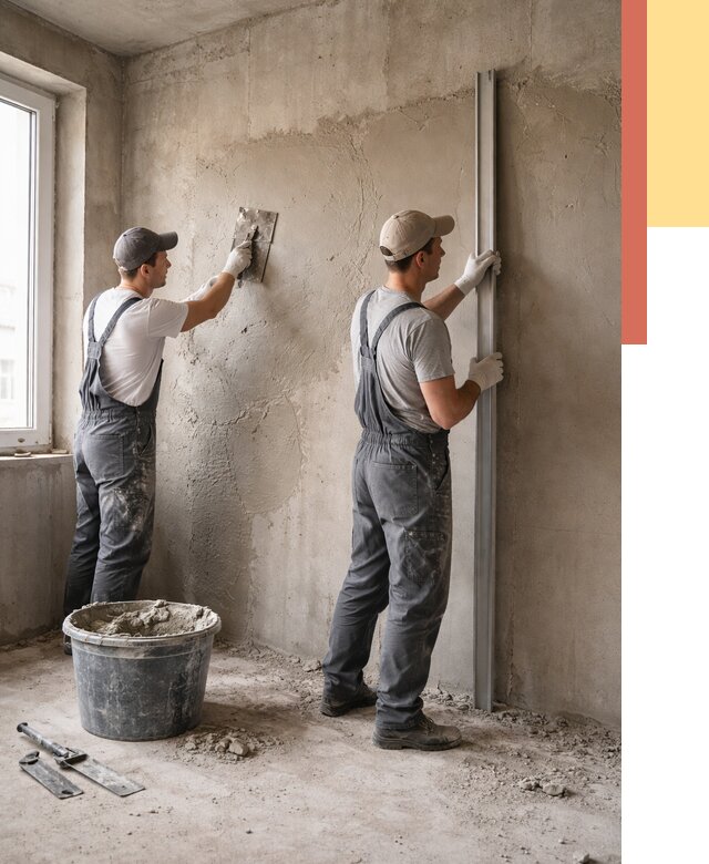 Штукатурка бетонных стен в Бугульме от 4549 руб/м² — качественно и быстро | ОТДЕЛОЧНИК-Бгл