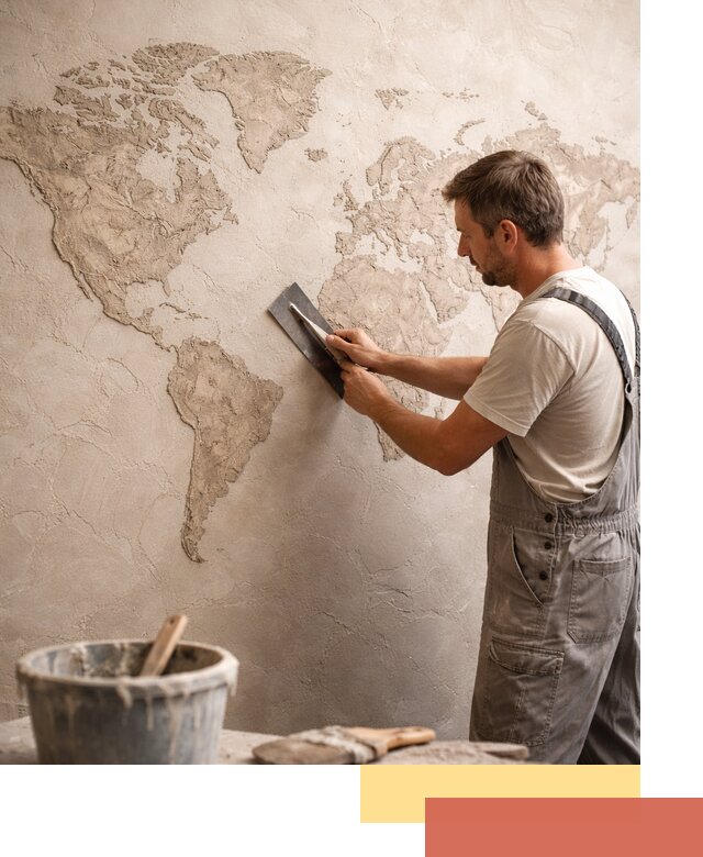 Декоративная штукатурка «Карта мира» под ключ в Бугульме