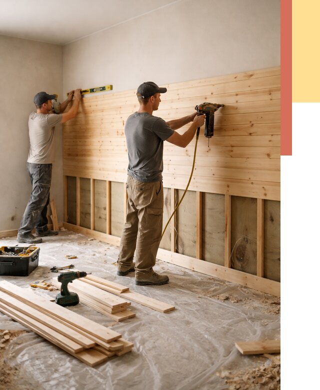 Монтаж деревянной вагонки на стены в Бугульме от 7581 руб. | Услуги монтажа вагонки | ОТДЕЛОЧНИК-Бгл