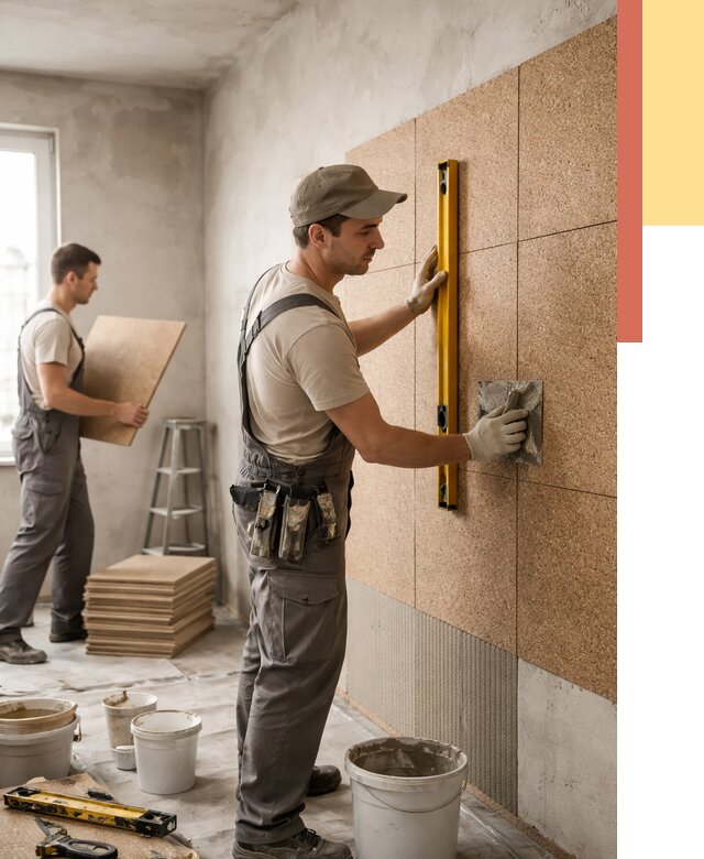 Монтаж пробковых панелей на стены в Бугульме от 3538 руб. — ОТДЕЛОЧНИК-Бгл