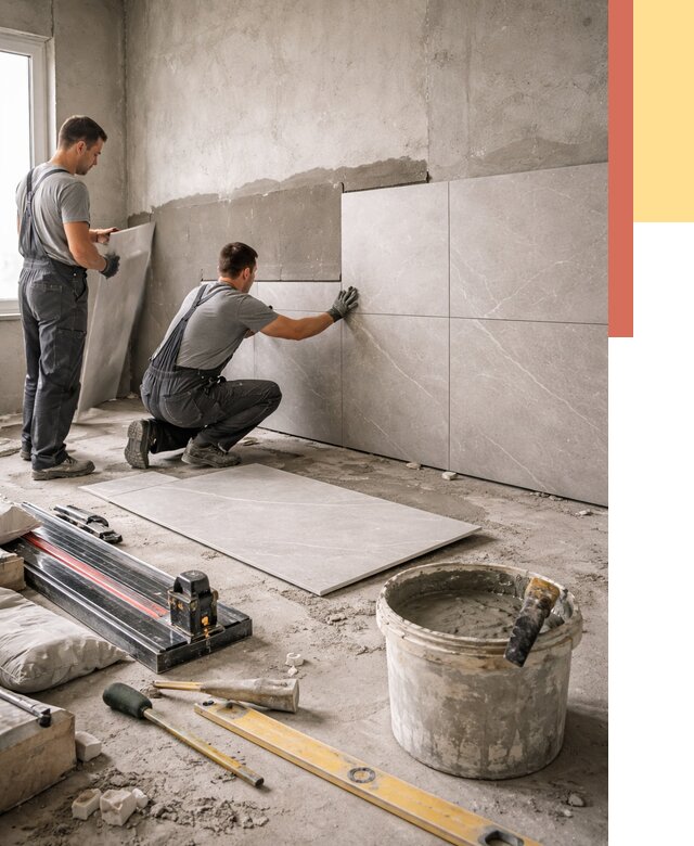 Облицовка стен керамогранитом в Бугульме от 4245 руб./м² — услуги под ключ | ОТДЕЛОЧНИК-Бгл