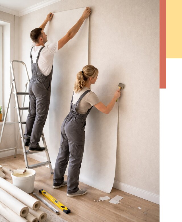 Поклейка флизелиновых обоев в Бугульме от 6065 руб. | Быстро и недорого — ОТДЕЛОЧНИК-Бгл