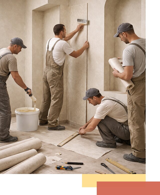 Поклейка обоев на сложные стены и неровные поверхности в Бугульме