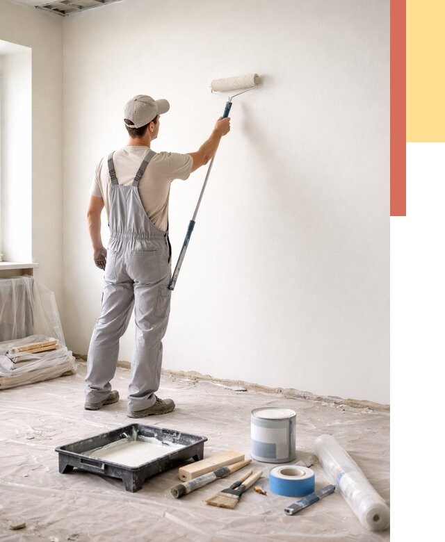 Покраска стен водоэмульсионной краской в Бугульме от 455 руб. за м² | ОТДЕЛОЧНИК-Бгл