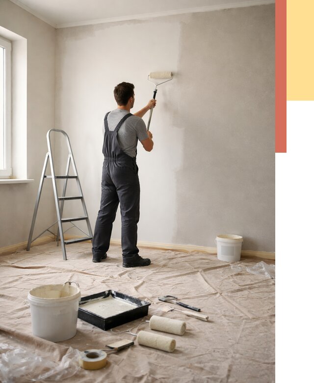 Покраска стен моющейся краской в Бугульме от 354 руб./м² — быстро и недорого | ОТДЕЛОЧНИК-Бгл