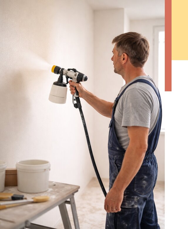 Покраска стен краскопультом в Бугульме от 7581 руб. — механизированная покраска | ОТДЕЛОЧНИК-Бгл