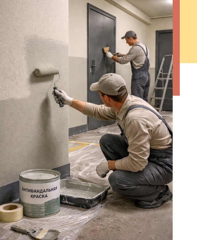 Покраска стен антивандальной краской в Бугульме от 4549 руб./м² под ключ | ОТДЕЛОЧНИК-Бгл