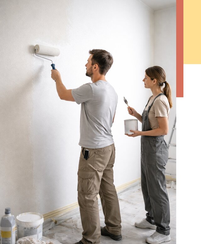 Окраска стен по стеклохолсту в Бугульме от 4549 руб/м² под ключ | ОТДЕЛОЧНИК-Бгл