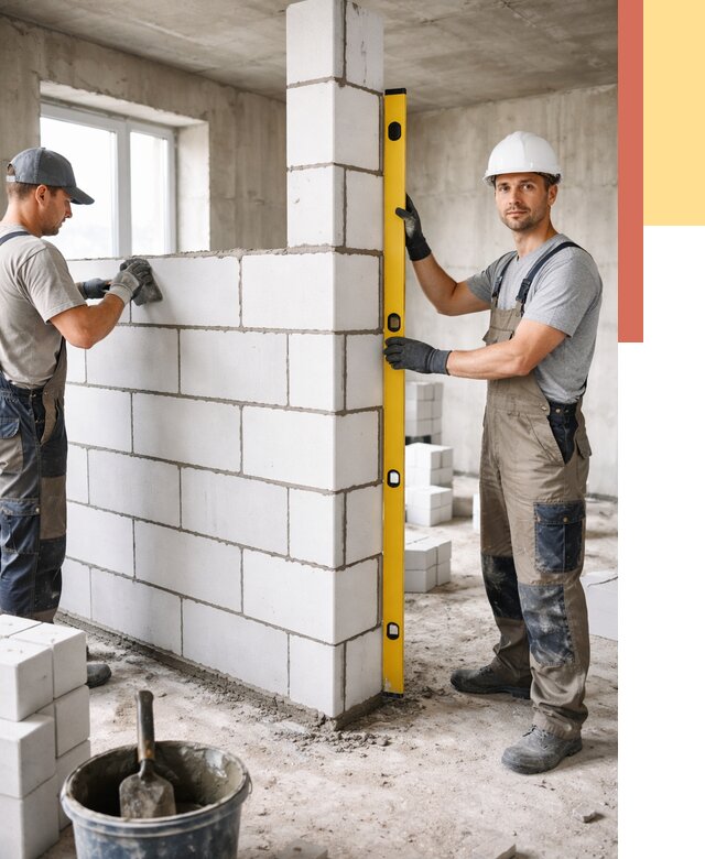 Кладка перегородок из пеноблока в Бугульме от 1819 руб. под ключ | ОТДЕЛОЧНИК-Бгл