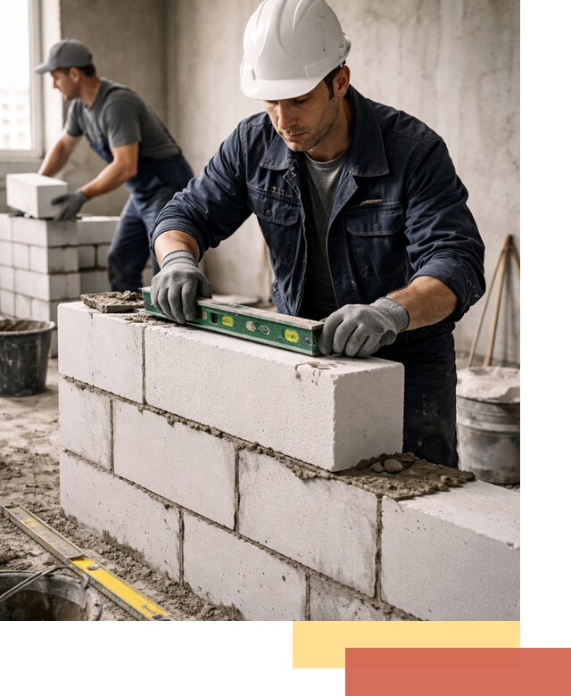 Кладка перегородок из пеноблока под ключ в Бугульме