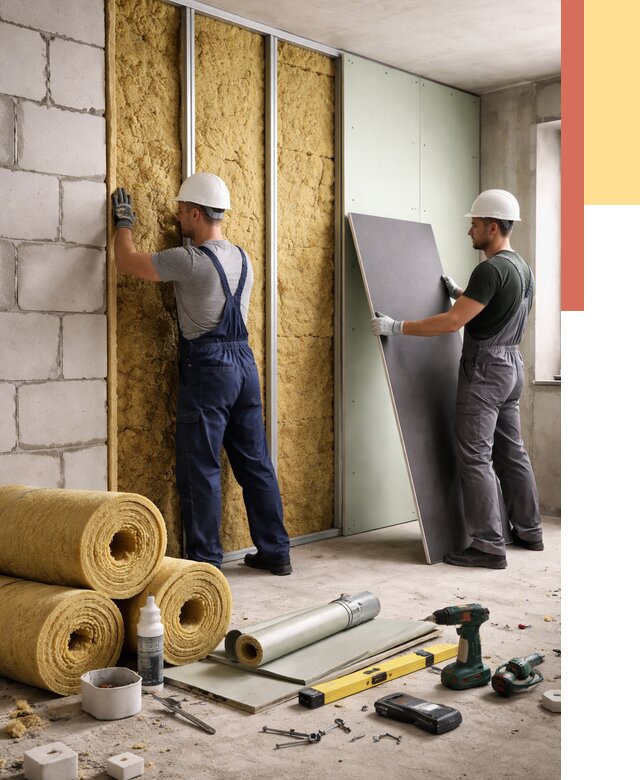 Шумоизоляция перегородок из блоков в Бугульме от 1870 руб./м² — быстро и недорого | ОТДЕЛОЧНИК-Бгл