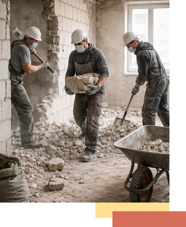 Демонтаж блочных перегородок в Бугульме быстро и аккуратно