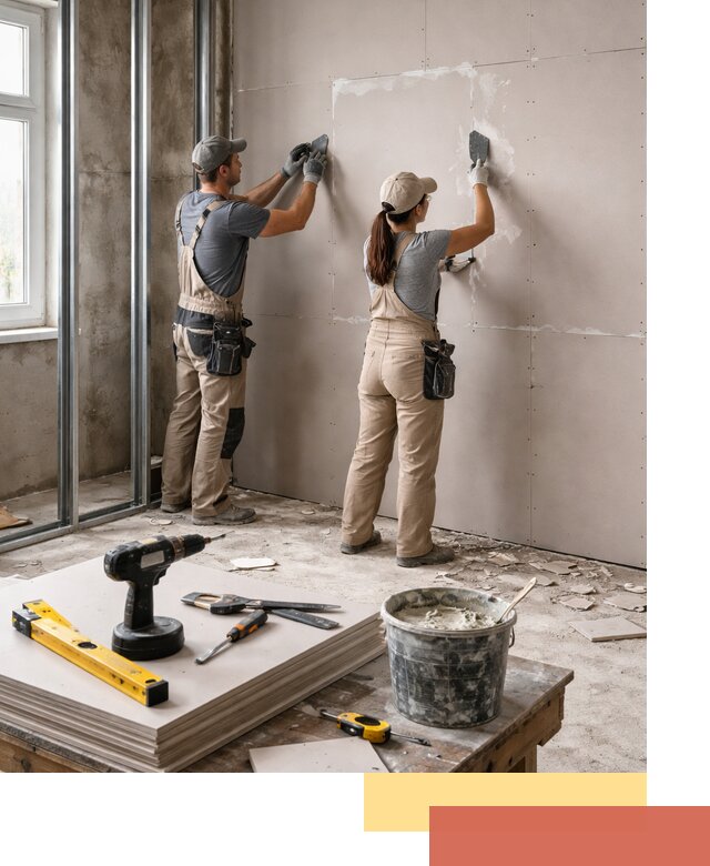 Монтаж двухслойной перегородки из гипсокартона в Бугульме