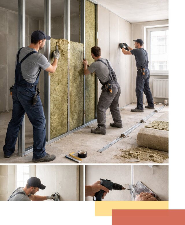 Перегородка из гипсокартона с шумоизоляцией в Бугульме — монтаж под ключ