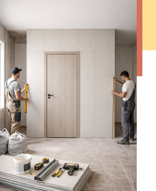 Перегородка из гипсокартона с дверью в Бугульме от 4549 руб. под ключ | ОТДЕЛОЧНИК-Бгл