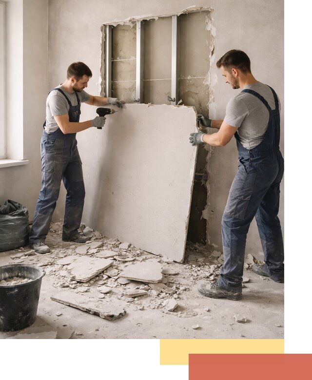 Демонтаж перегородки из гипсокартона в Бугульме быстрый и аккуратный