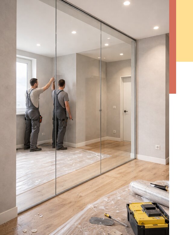 Безрамные стеклянные перегородки в Бугульме — монтаж от 9603 руб. | ОТДЕЛОЧНИК-Бгл