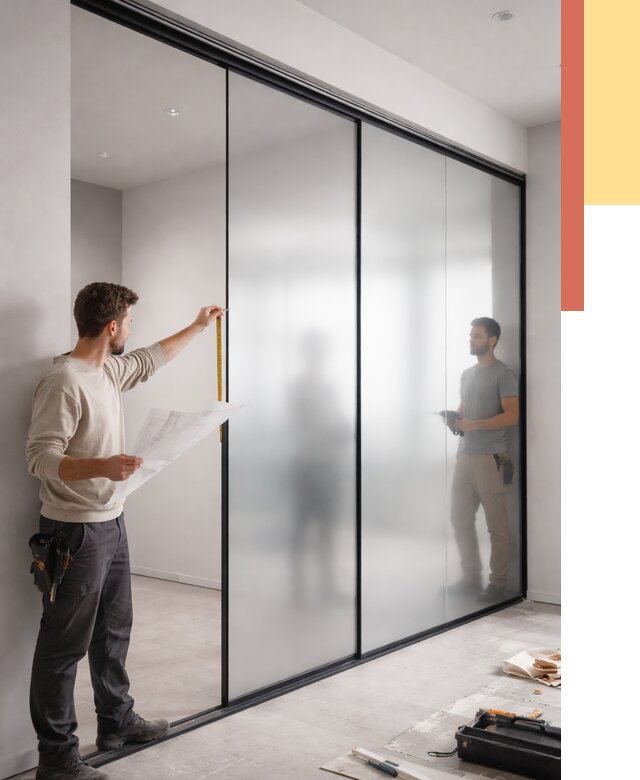 Матовые стеклянные перегородки в Бугульме от 8592 руб. — монтаж и установка | ОТДЕЛОЧНИК-Бгл