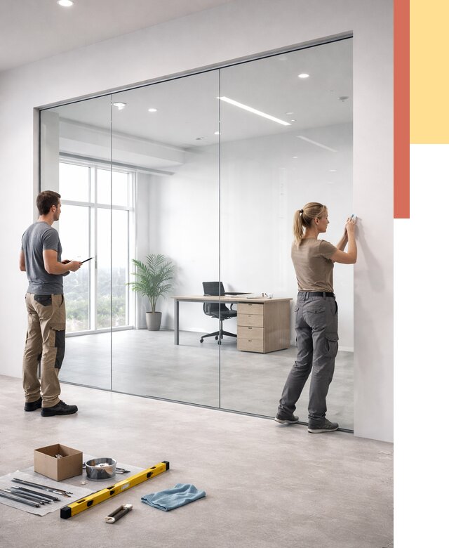 Перегородки из закаленного стекла в Бугульме от 9603 руб. под ключ | ОТДЕЛОЧНИК-Бгл