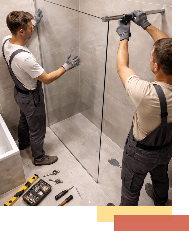 Стеклянные перегородки для душа в Бугульме — изготовление и монтаж