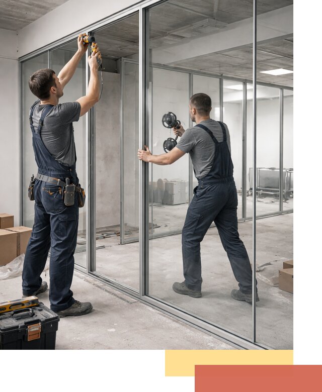 Алюминиевые перегородки со стеклом в Бугульме — изготовление и монтаж