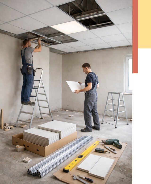 Монтаж потолка армстронг в Бугульме от 4549 руб/м2 — быстрая установка под ключ | ОТДЕЛОЧНИК-Бгл