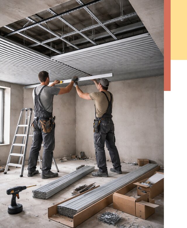 Монтаж реечного потолка в Бугульме от 4549 руб. под ключ | ОТДЕЛОЧНИК-Бгл