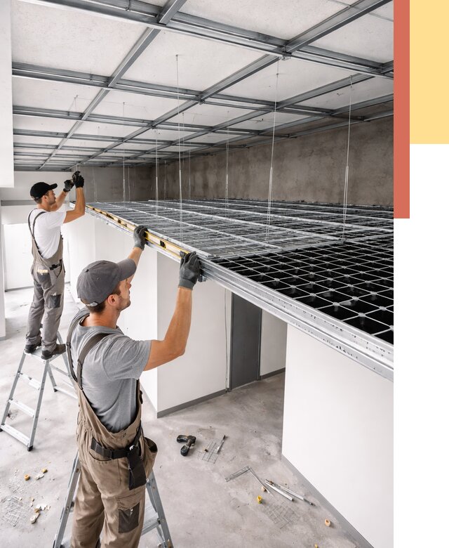 Монтаж потолка грильято в Бугульме от 455 руб./м² — быстрая сборка под ключ | ОТДЕЛОЧНИК-Бгл