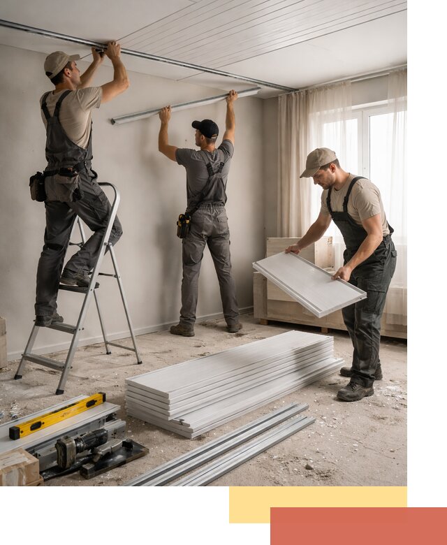 Монтаж потолка из ПВХ панелей в Бугульме оперативно и качественно