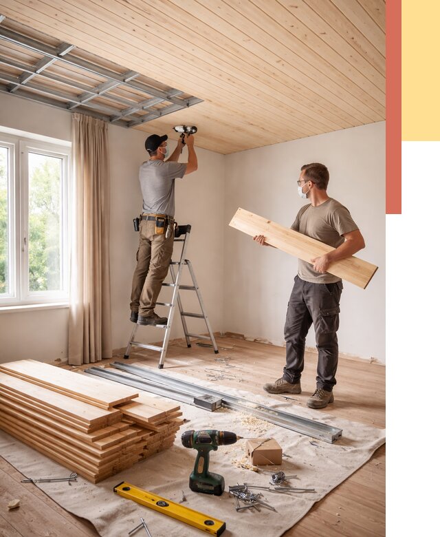 Монтаж потолка из вагонки в Бугульме от 6570 руб. | Быстро и недорого — ОТДЕЛОЧНИК-Бгл