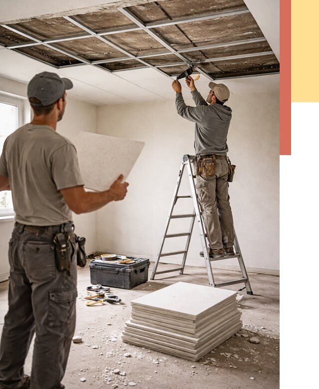 Замена плит подвесного потолка в Бугульме от 1769 руб. быстро и недорого | ОТДЕЛОЧНИК-Бгл