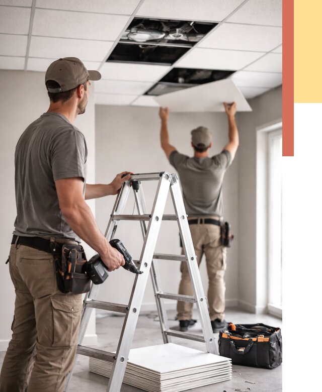 Обслуживание подвесного потолка в Бугульме от 3538 руб. — быстро и недорого | ОТДЕЛОЧНИК-Бгл