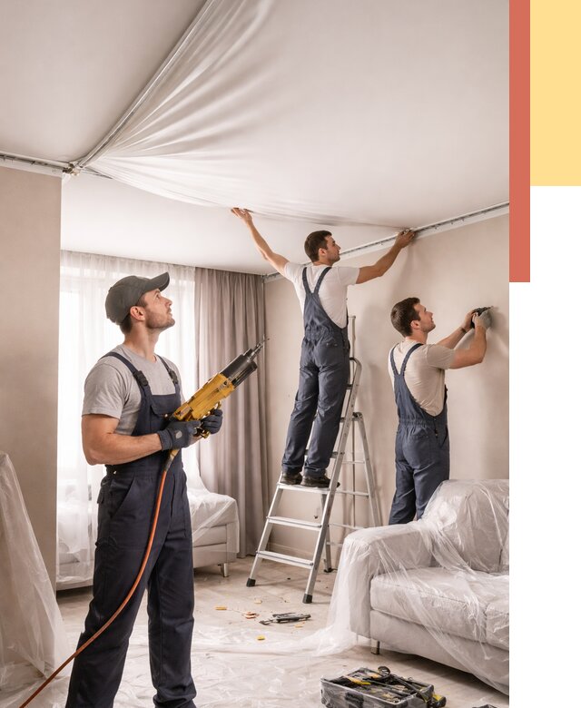 Установка натяжного потолка в Бугульме от 4549 руб. | Быстро и недорого — ОТДЕЛОЧНИК-Бгл