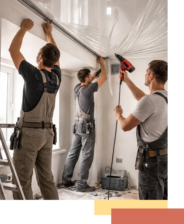 Монтаж глянцевого натяжного потолка в Бугульме быстро и качественно