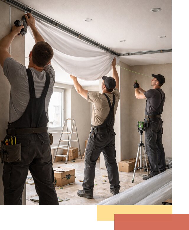 Монтаж парящего натяжного потолка под ключ в Бугульме