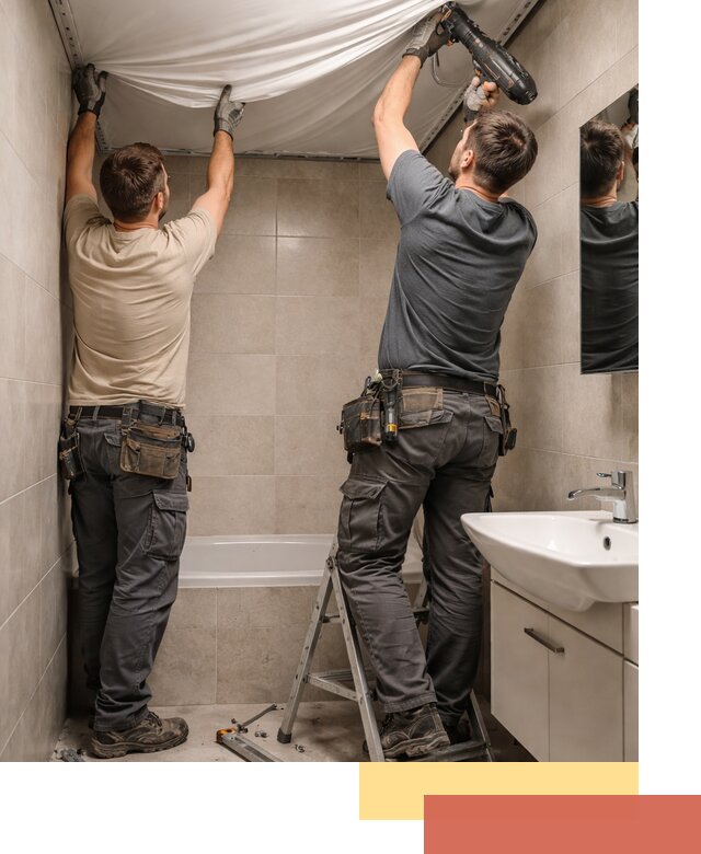 Монтаж натяжного потолка в ванной в Бугульме быстро и качественно