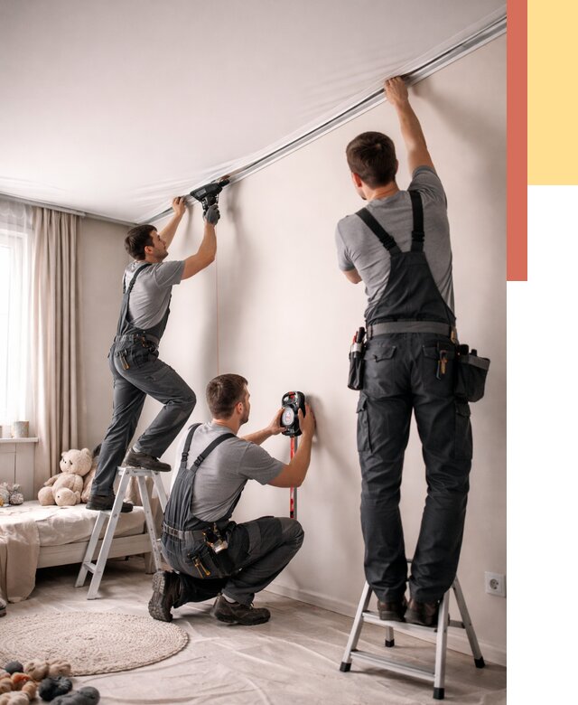 Монтаж натяжного потолка в детской в Бугульме от 3538 руб. — быстро и недорого | ОТДЕЛОЧНИК-Бгл