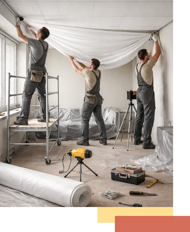 Монтаж натяжного потолка в офисе в Бугульме