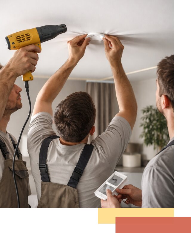 Ремонт прокола полотна натяжного потолка в Бугульме