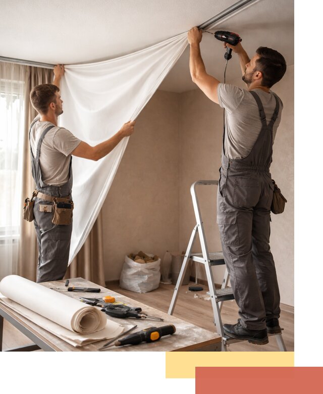 Замена полотна натяжного потолка в Бугульме быстро и качественно