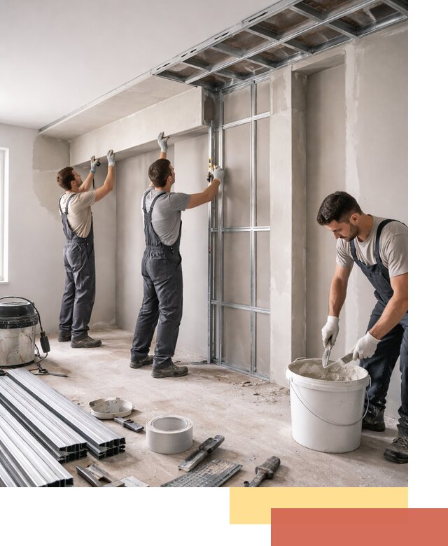 Монтаж потолка из гипсокартона с нишей в Бугульме