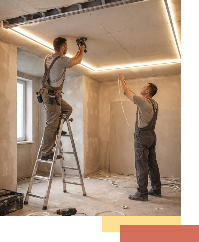 Потолок из гипсокартона с подсветкой в Бугульме