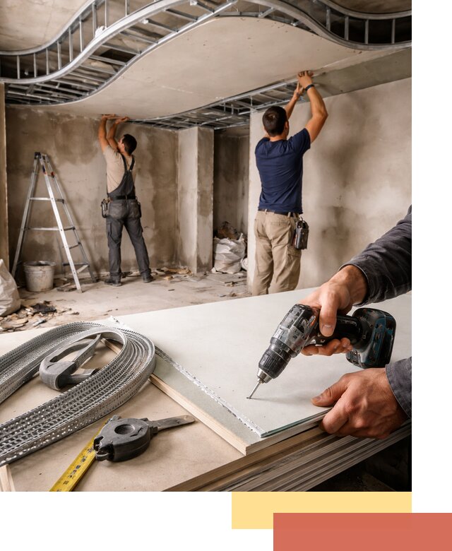 Криволинейный потолок из гипсокартона в Бугульме — монтаж и отделка