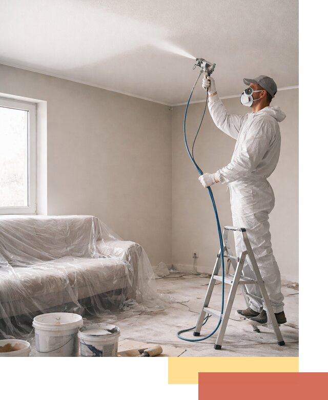 Покраска потолка краскопультом в Бугульме быстро и качественно