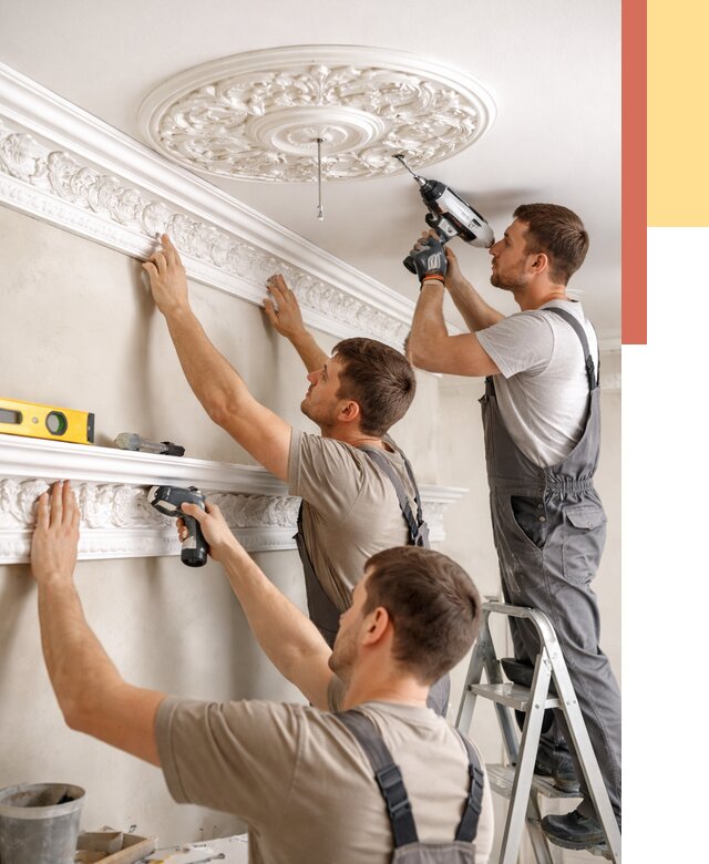 Монтаж лепнины на потолок в Бугульме от 3235 руб. быстро и недорого | ОТДЕЛОЧНИК-Бгл